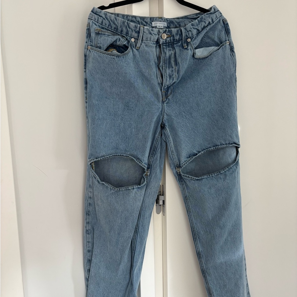 good American Distressed Blue Denim Jeans
